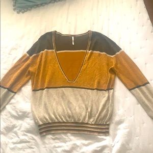 Super cute free people metallic sweater.